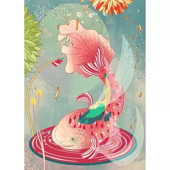 JISHSHAY Набор для алмазной живописи для начинающих 30x40 см, алмазная живопись, карп, 5D, японский стиль, бисерное искусство, алмазная живопись, полная паста, мозаичные бусины