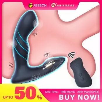 Jissbon Plug Penetration Anal Toys Массажер простаты Анальная пробка Вибратор для мужчин Пульт дистанционного управления Penetration Adult Sex Toys