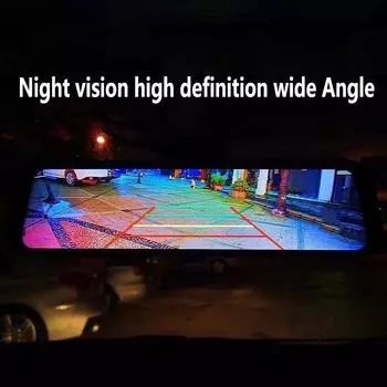 Jisuida 24H Dashcam 10-дюймовый автомобильный видеорегистратор с камерой заднего вида HD 1080P Видеорегистратор Автомобильное зеркало заднего вида с двумя объективами HD зеркало заднего вида None