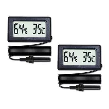 JIVELER Мини цифровой термогигрометр с внешним зондом 2 шт. Температура и гигрометр для рептилий и амфибий Температура по Цельсию и