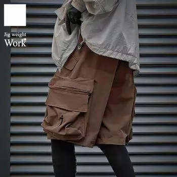 Jiye Heavy Industry новые американские рабочие шорты мужские свободные повседневные брюки с большими карманами однотонные с разрезом средние брюки L