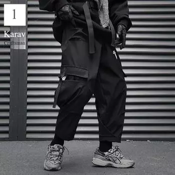 Jiye Heavy Industry новые большие карманы с функциональными пряжками, рабочие брюки для мужчин, свободные повседневные черные укороченные брюки, трендовые L