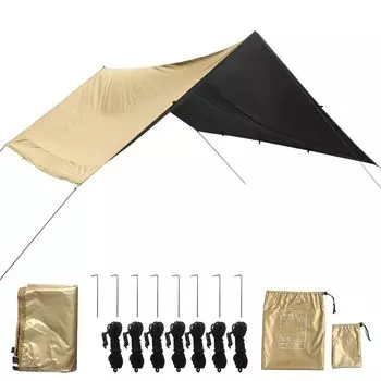 JIYUNII Водонепроницаемый Солнце 3000 мм Водяное давление Кемпинг УФ Жара Тент Тент Сумка для хранения Альпинистский Тент, Тент, Тень, Устойчивость, Тент, 99,9%
