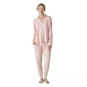 JJB6 Женская пижама-рубашка из модала с длинными рукавами и принтом L розовый