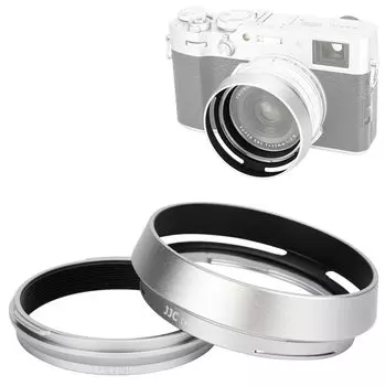 JJC Metal Lens Hood Compatible with Fujifilm Fuji X100VI X100V X100F X100T X100S X100 X70 Hood Adapter Compatible Screw-in LH-X100 & AR-X100