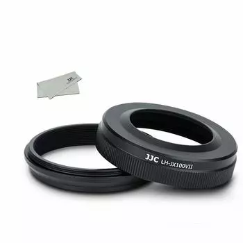 JJC Metal Lens Hood Compatible with Fujifilm Fuji X100VI X100V X100 X100S X100T X100F Hood Adapter Compatible Can Attach Original Lens Cap Black