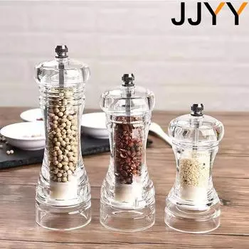 JJYY акриловая мельница ручная для перца, соли, специй, бутылка для приправ, прозрачные кухонные шлифовальные инструменты 162/137/110 мм