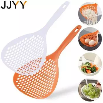 JJYY Large Size Cooking Slotted Handheld Strainer Colander Spoon Skimmer Strainer with Long Handle For Filter Vegetable Pasta оранжевый
