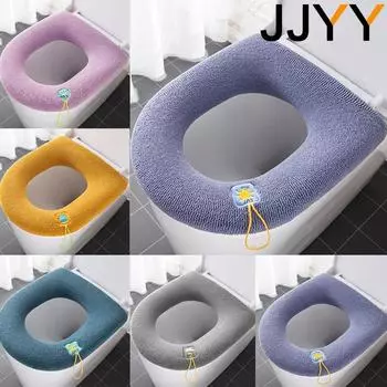 JJYY Universal Toilet Seat Cushion Four Seasons Thickened Toilet Cover Knitted Toilet Seat Cushion Washable Household жёлтый