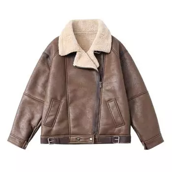 JK1991 Cross Border / Новая мужская повседневная куртка с откидным воротником и косым воротником из плюша L чёрный