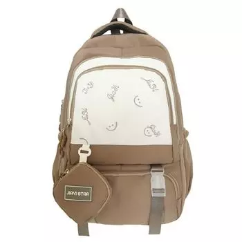 JK 2025 Student Backpack Large Capacity Good-looking College Student Backpack Multi-Grid Junior High School Schoolbag Female Student Deep khakis