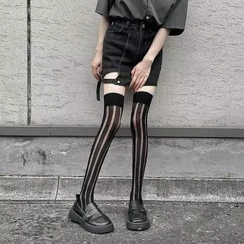 JK Girls Thigh Чулки женские полые сексуальные кружевные сетчатые чулки гольфы Лолита чулки бедра высокие носки белый