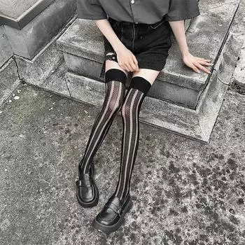 JK Girls Thigh Чулки женские полые сексуальные кружевные сетчатые чулки гольфы Лолита чулки бедра высокие носки белый