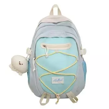 JK High School Student Schoolbag Women Large Capacity Korean Series Good-looking Design Backpack Junior High School Student Grade Year 56 Backpack Blue, with pendant