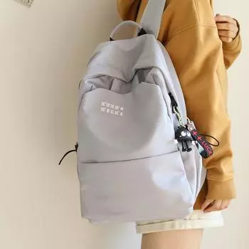 JK Large Capacity Backpack Women s Backpack Men s Schoolbag Junior High School Girls College Students Lightweight Travel Backpack Light gray + long-legged black briquettes