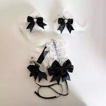 Jk Lolita Lace Headband Ribbon Bow Barrettes Cute Ruffled Headband Daily