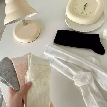 JK Lolita Middle Tube Socks Hollow Out Cotton Spring Summer Stocking Long Loose Socks Women Girls чёрный