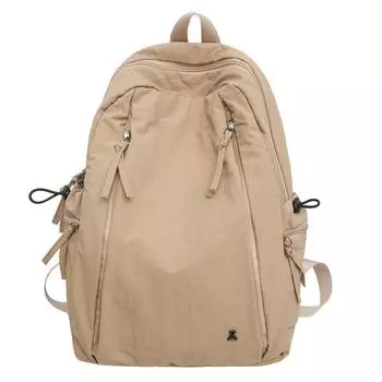 JK New Lightweight Backpack Women High School Student Commuter Computer Schoolbag Solid Large Capacity Travel Backpack Khaki
