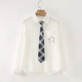 Jk рубашка женская с рукавами летняя тонкая японская рубашка в стиле колледжа для девочек свободная рубашка поло топы XS