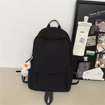 JK Schoolbag Women Middle School Student Large Capacity Backpack Boys Travel Computer Bag Primary School Student Casual Backpack Black + duck pendant