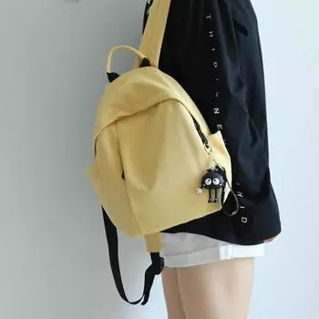 JK Solid Lightweight Small Backpack Backpack Women 2025 New Fashion Casual Travel Small Bookbag Backpack Women Backpack Lemon Yellow + Long Legs Black Coal Mini