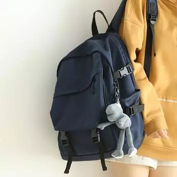 JK Solid Multi-Layer Large Capacity Backpack Men s Schoolbag Male College Student High School Student Leisure Travel Backpack Navy Blue + Grey Big-eyed Frog