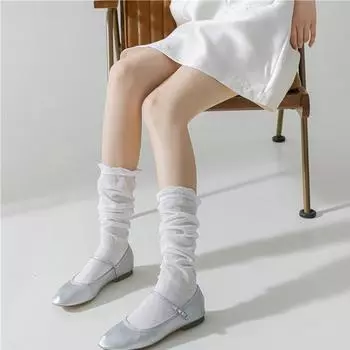 JK Тонкие повседневные чулки однотонные женские летние осенние длинные свободные гольфы милые балетные чулочно-носочные изделия белый
