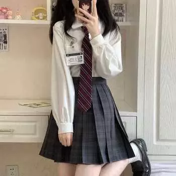 Jk Uniform Японская рубашка с длинным рукавом Базовая белая рубашка для женщин XS