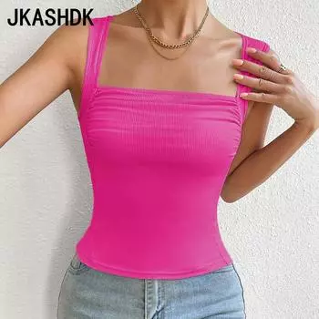 JKAASHDK Женские модные повседневные однотонные летние блузки и рубашки без рукавов с принтом S зелёный