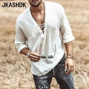 JKASHDK Женская мода Повседневная Летняя Весна Однотонный Принт Короткие Рукава V-образный Вырез Блузки и Рубашки XS белый