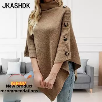 JKASHDK Женская мода Повседневный однотонный принт Осень Зима Длинные рукава Высокий ворот свитера S розовый