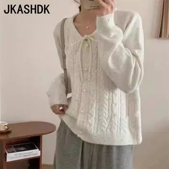 JKASHDK Женская мода Повседневный Осень Зима Однотонный Принт Длинный Рукав О-Образным Вырезом Свитера Junma серый