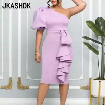 JKASHDK Женские модные летние весенние однотонные коктейльные и вечерние платья с рукавами 1/2 и высокой талией S белый