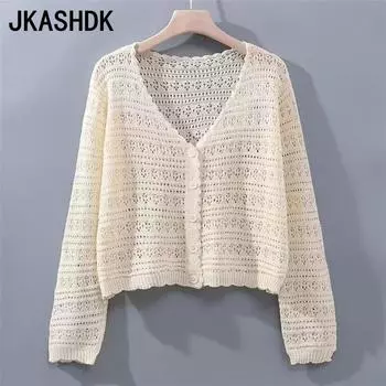 JKASHDK женские модные повседневные летние весенние однотонные блузки и рубашки с длинными рукавами и v-образным вырезом с принтом One Size призрак белого