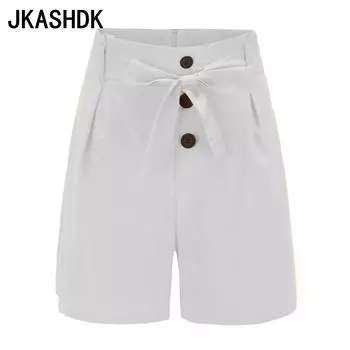 JKASHDK Женские модные повседневные однотонные брюки с высокой талией и принтом, брюки и капри S белый