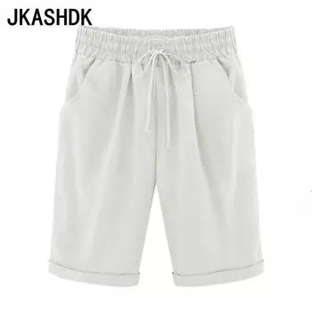 JKASHDK Женские модные повседневные однотонные брюки с высокой талией и принтом, брюки и капри S белый