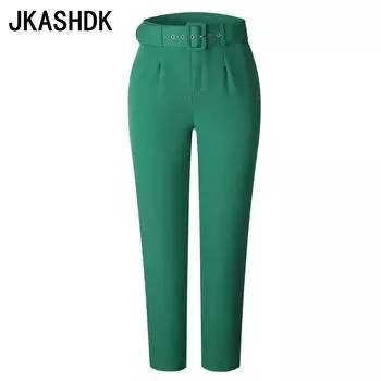 JKASHDK женские модные повседневные однотонные брюки с принтом на лето и весну, брюки с высокой талией и капри S хаки