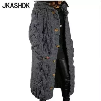 JKASHDK женские модные повседневные однотонные принты осень-зима большие размеры свободные толстые свитера с длинными рукавами