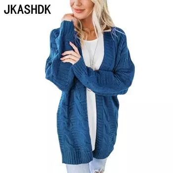 JKASHDK женские модные повседневные однотонные принты осень-зима с длинными рукавами свободные свитера S серый