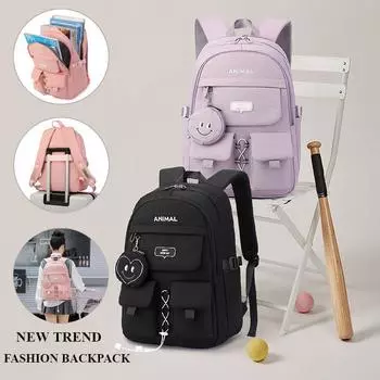 JLD новые высококачественные нейлоновые износостойкие школьные сумки для школьников младших классов, модные однотонные сумки, большой вместительный рюкзак для девочек-подростков чёрный