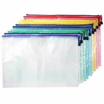 jlon zippered file A3 size mesh file PVC waterproof large document storage business travel organization essentials 10-sheet bag, case, type, folder,