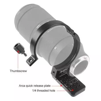 JLwin JL-23 Кольцо для крепления на штатив 82 мм с быстросъемной пластиной 80 мм, резьбовые отверстия 1/4 дюйма и 3/8 дюйма чёрный