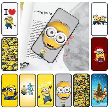 JM29 Я люблю Minion черный мягкий чехол для iPhone 16 15 Plus 14 13 Pro 8 SE XR XS Max P30 Nova 5T Y5P Y6 Y7 Y8P Y9 Realme C30 C33 C31 VIVO Y36 V27 Huawei Y9 2019 олений