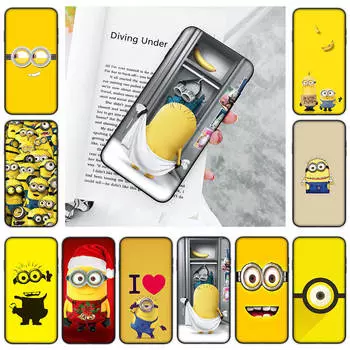 JM33 Желтый Миньон Черный Мягкий Чехол для Samsung Note 20 Lite S24 Ultra S23 A03 A05 A06 A11 A71 A15 A16 A13 A24 A25 A33 A52 A53 A50 M55 M35 Plus Samsung A25(161mm) гагат