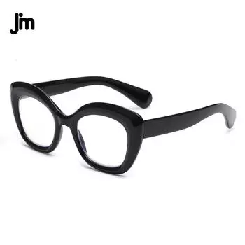 JM Cateye Reading Glasses, Blue Light Blocking Computer Reader for women men Magnifier Presbyopic Diopter 0