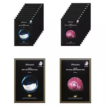 JM Solution Active Bird Nest Mask 10 шт. + Pink Snail Mask 10 шт. Набор, 1 комплект