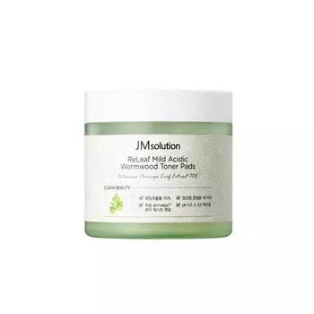 JM SOLUTION ReLeaf Mild Acidic Wormwood Toner Pads 140 мл / 70 подушечек