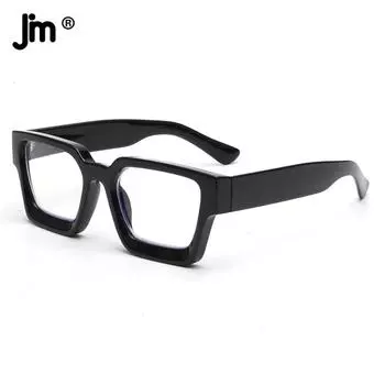 JM Square Reading Glasses, Blue Light Blocking Computer Reader for women men Reading Presbyopic Glasses +100