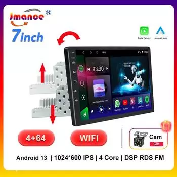 JMANCE 7/9/10,1 дюйма 1 Din1 + 32 ГБ Android 13 Автомобильный радиоприемник Мультимедийный MP5-плеер Carplay Авто Bluetooth WIFI GPS FM-радио