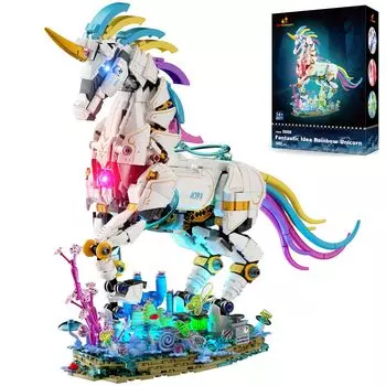 JMBricklayer Unicorn Building Blocks Set for Adults with Lights Art Creator Unicorn Animal Display Unicorn Model Building Magical Rainbow Unicorn